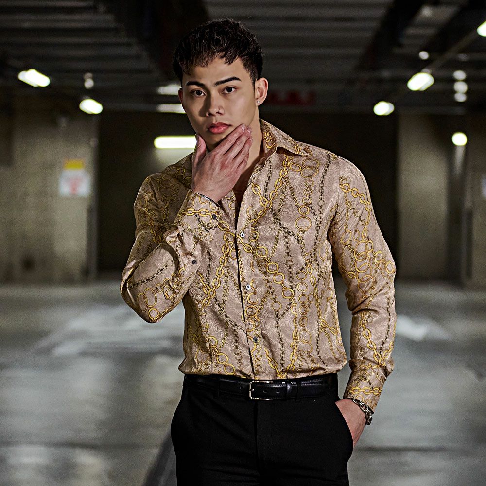 シャツ メンズ GILMAC(グリマック)チェーンデュエ長袖ボタンシャツ/全2色