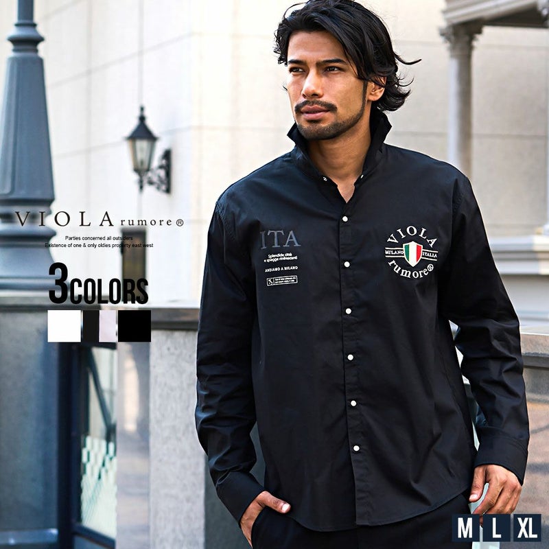 VIOLA(ヴィオラ)ストレッチタイプライター刺長袖シャツ/全3色