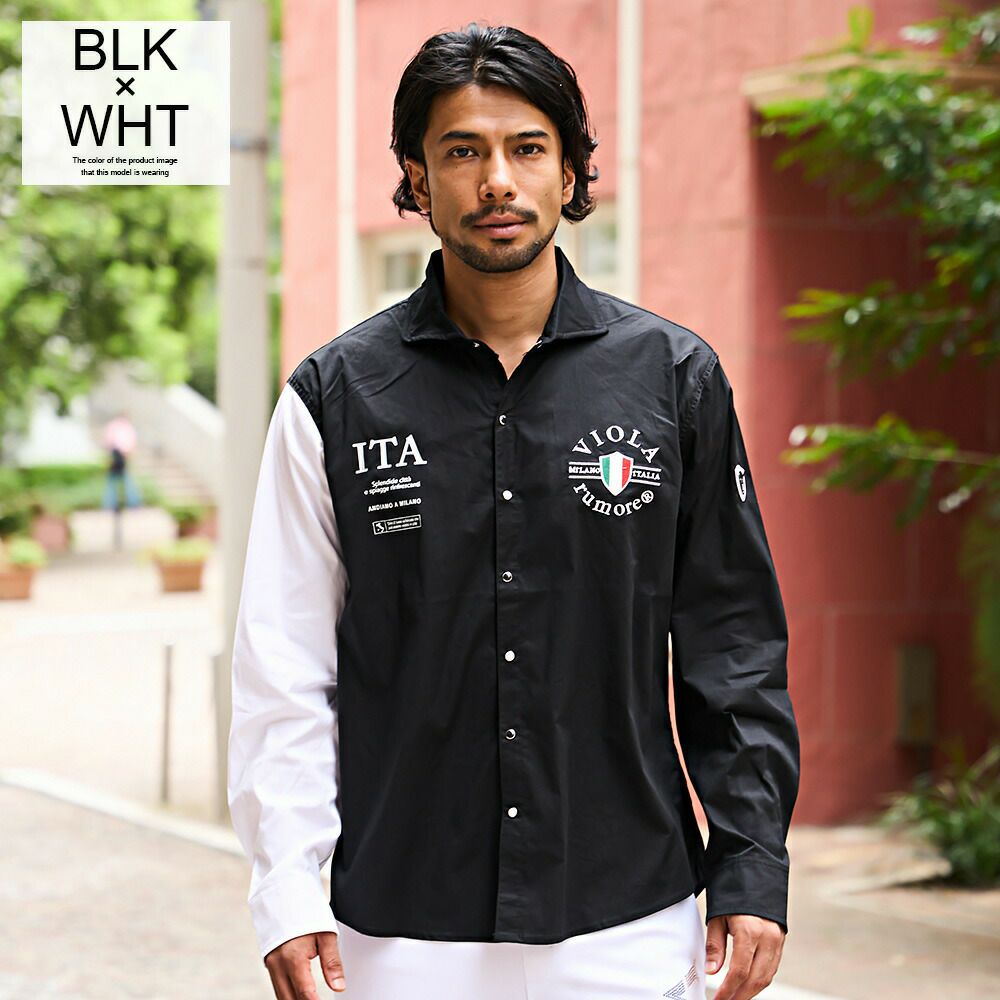 VIOLA(ヴィオラ)ストレッチタイプライター刺長袖シャツ/全3色