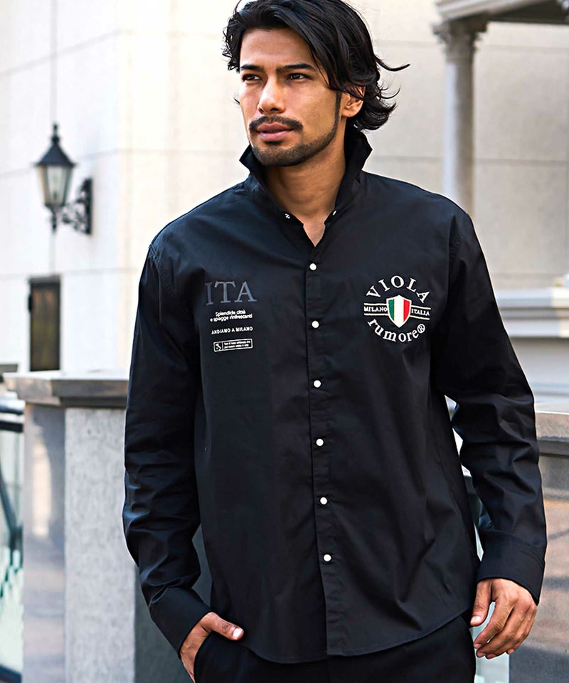 VIOLA(ヴィオラ)ストレッチタイプライター刺長袖シャツ/全3色