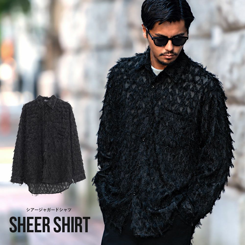  CavariA(キャバリア) シアージャガードシャツ(光沢)/全1色