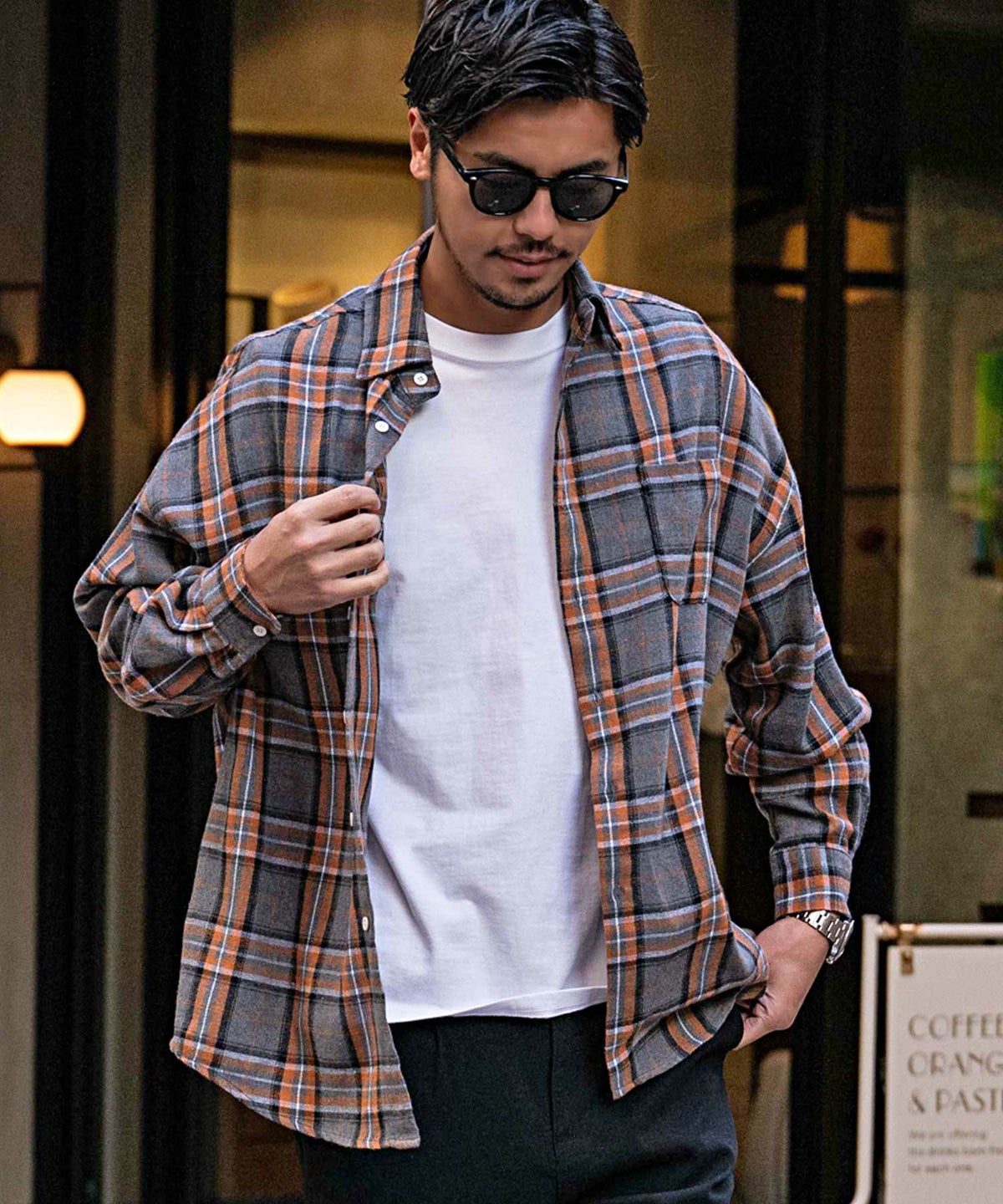  CavariA(キャバリア)チェックルーズシルエット長袖シャツ/全3色