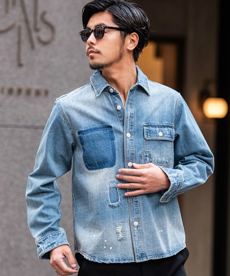 ALCARZA(アルカルザ)ダメージデニム長袖シャツ/全2色