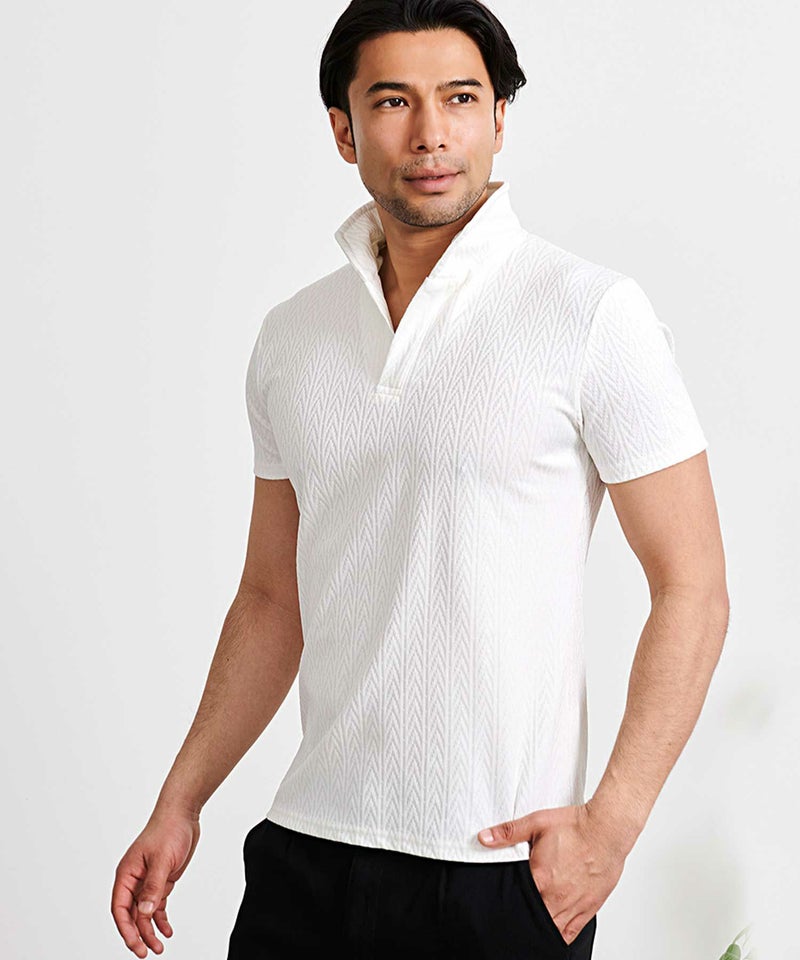 CavariA(キャバリア)デジタルヘリンボーン半袖ポロシャツ/全3色