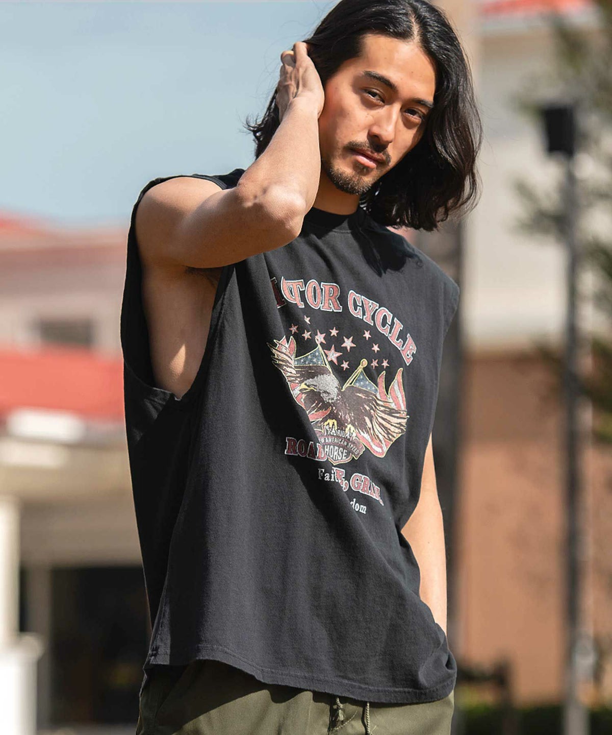 Bitter select(ビターセレクト)星条旗EAGLEプリントノースリーブ/全2色