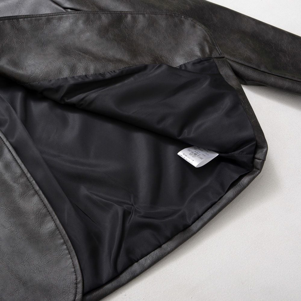 ブルゾン メンズ CavariA(キャバリア)PUレザーノーカラーJKT/全3色