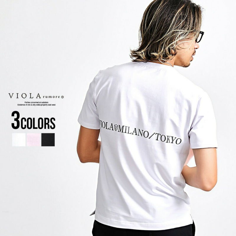 VIOLA(ヴィオラ)刺しゅう/P.T入りクルー半袖Tシャツ/全3色