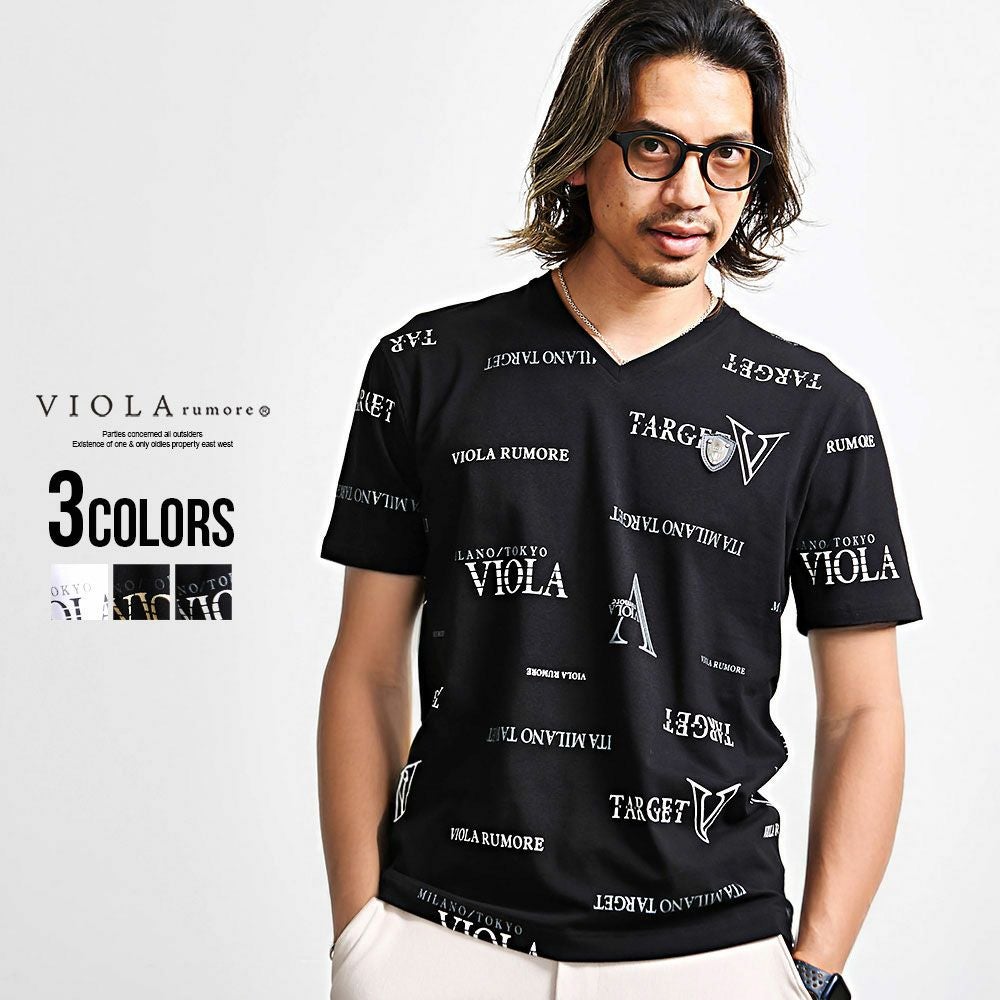 VIOLA(ヴィオラ)総柄V/N半袖Tシャツ/全3色