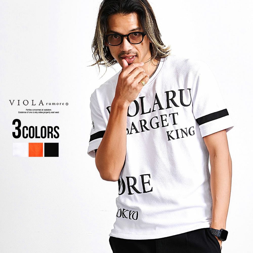  VIOLA(ヴィオラ)袖切替ライン クルー半袖Tシャツ/全3色