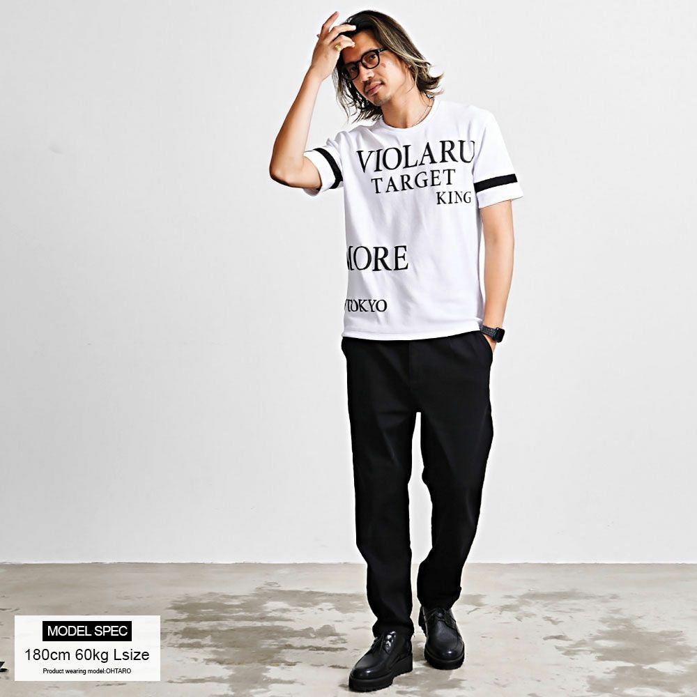 半袖Tシャツ メンズ VIOLA(ヴィオラ)袖切替ライン クルー半袖Tシャツ/全3色