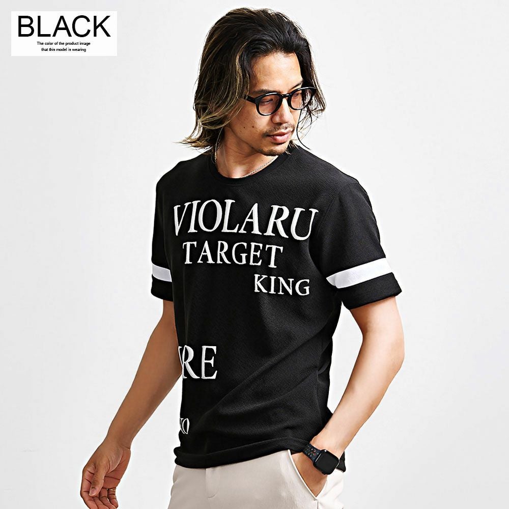 半袖Tシャツ メンズ VIOLA(ヴィオラ)袖切替ライン クルー半袖Tシャツ/全3色
