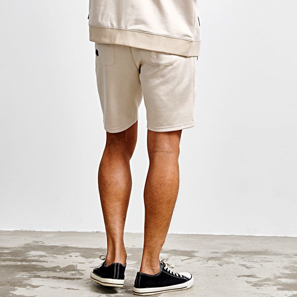 ハーフパンツ メンズ LUXE／R(ラグジュ)ポリスウェード総柄ショーツ/全2色