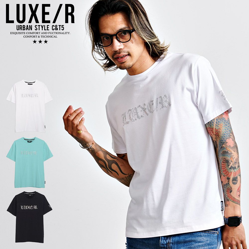 半袖Tシャツ メンズ LUXE／R(ラグジュ)クルーネック ラインストーン