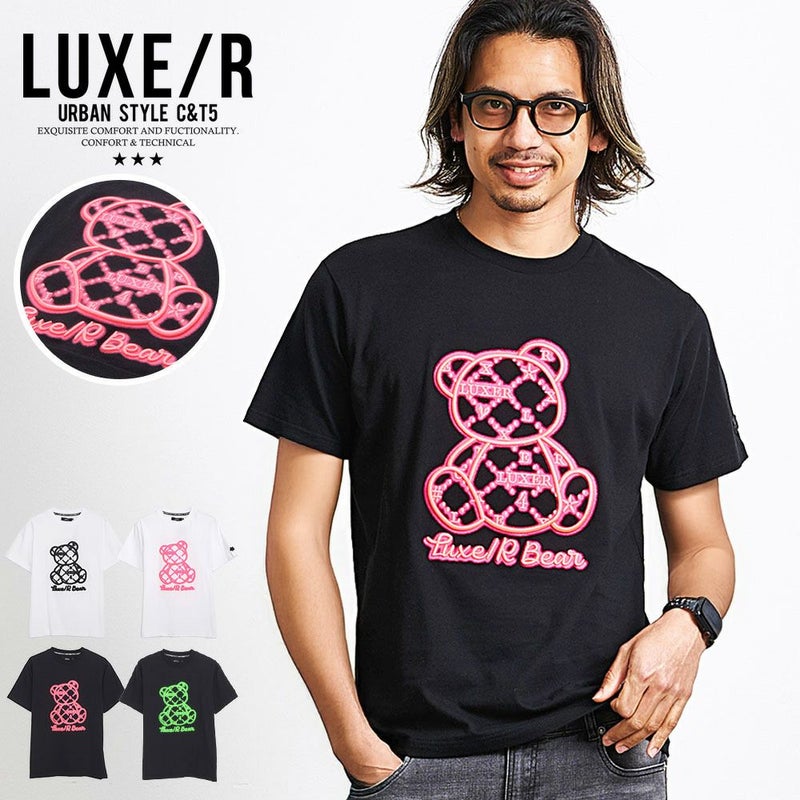 LUXE／R(ラグジュ)クルーネックコード刺繍ベア半袖Tシャツ/全4色