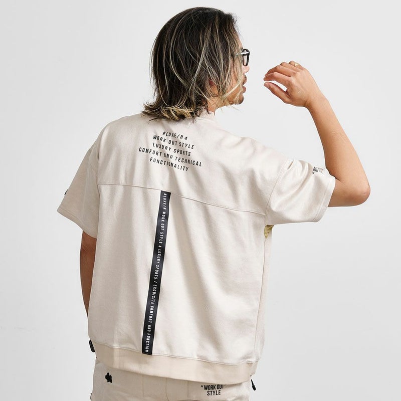 LUXE／R(ラグジュ)ポリスウェードモックネック半袖Tシャツ/全3色