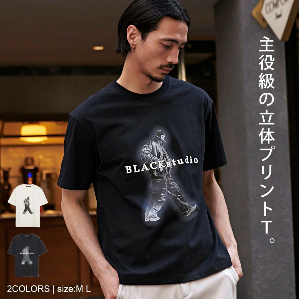 CavariA(キャバリア)グラフィックプリント 発砲ロゴ クルーネック 半袖Tシャツ/全2色