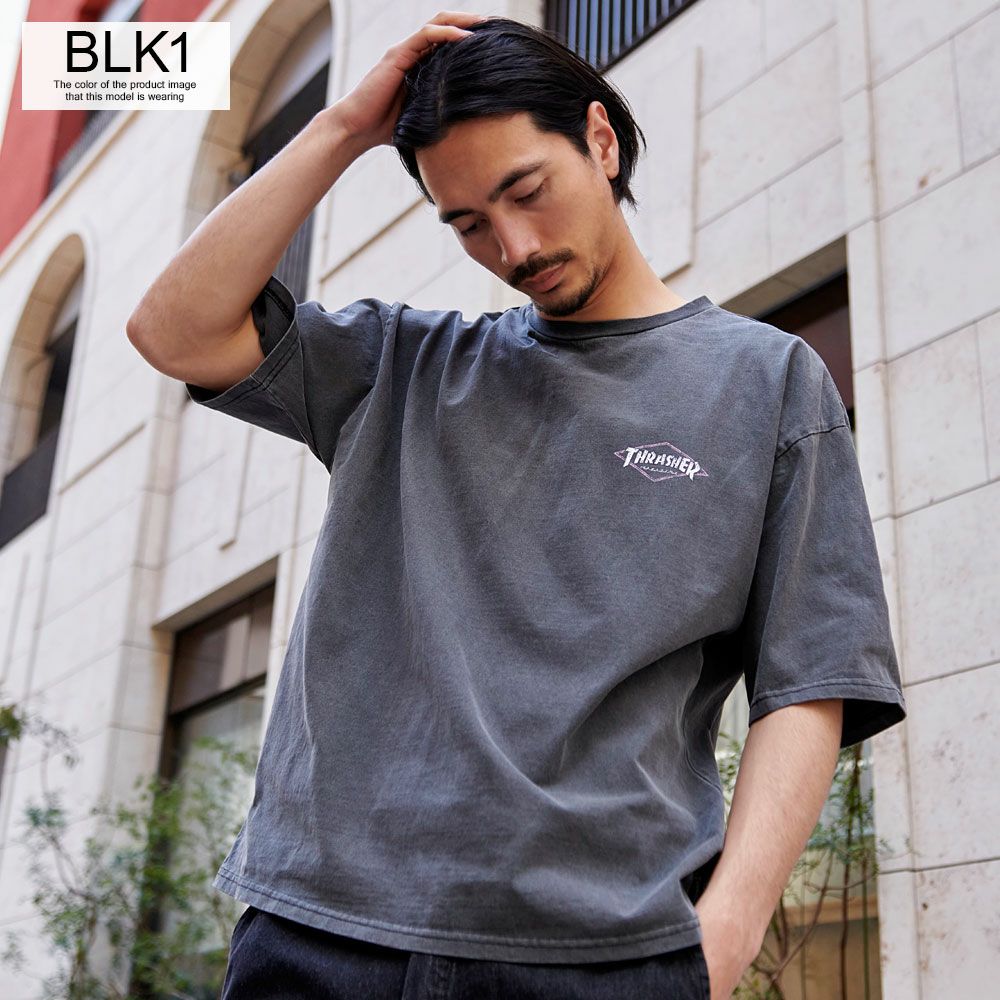 THRASHER ダイヤモンドロゴ Tシャツ ブラック　フルーツボディ　90s 半袖Tシャツ メンズ THRASHER(スラッシャー)DIAMOND LOGO PIGMENT半袖