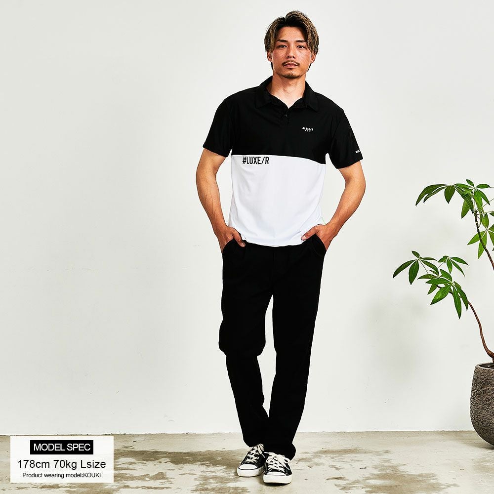 ポロシャツ メンズ LUXE／R(ラグジュ)ストレッチスムース切り替え半袖