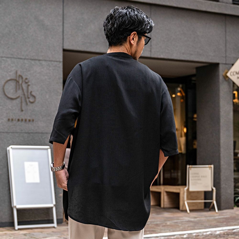半袖Tシャツ メンズ CavariA(キャバリア)バンドカラープルオーバー半袖