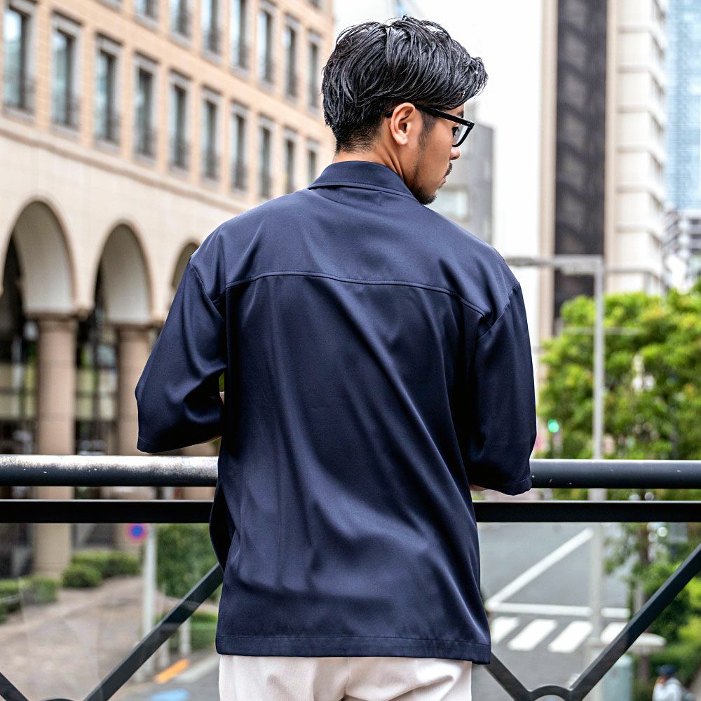 シャツ メンズ CavariA(キャバリア)半袖フルジップシャツ/全2色