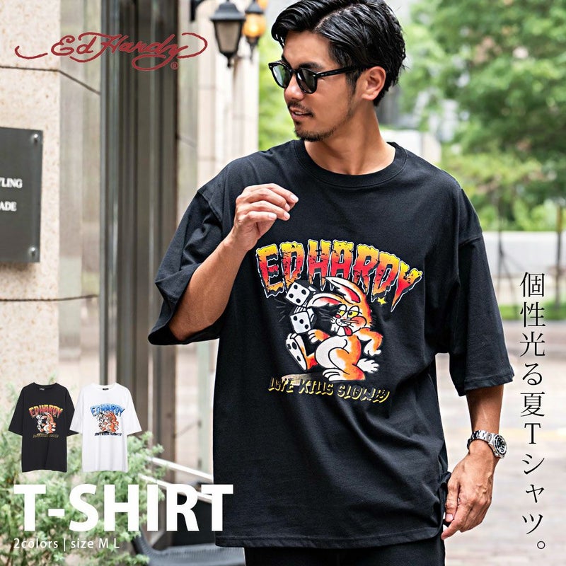 ED HARDY(エドハーディー)クルーネック ラビット半袖Tシャツ/全2色