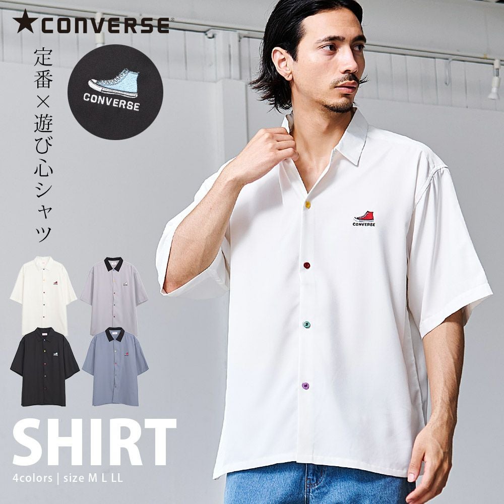 CONVERSE(コンバース)刺繍入りポリツイル半袖オーバーシャツ/全4色