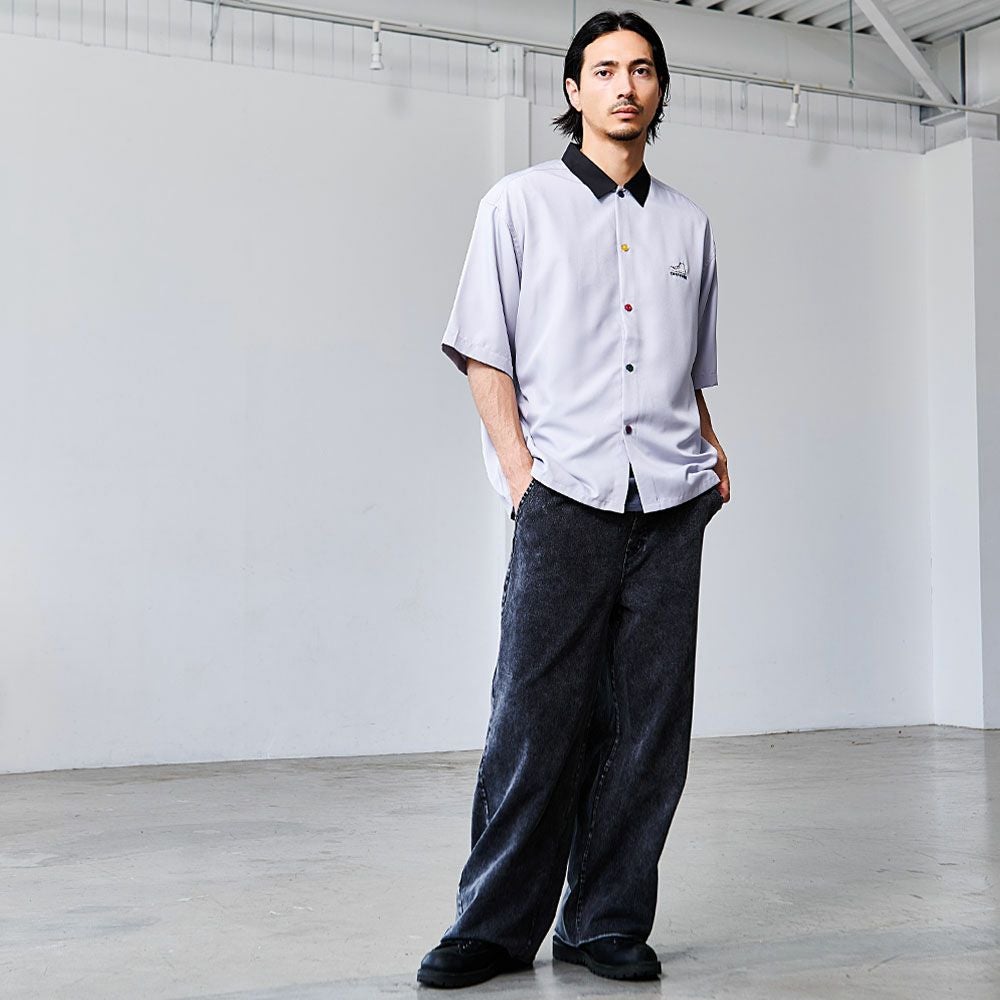 シャツ メンズ CONVERSE(コンバース)刺繍入りポリツイル半袖オーバー