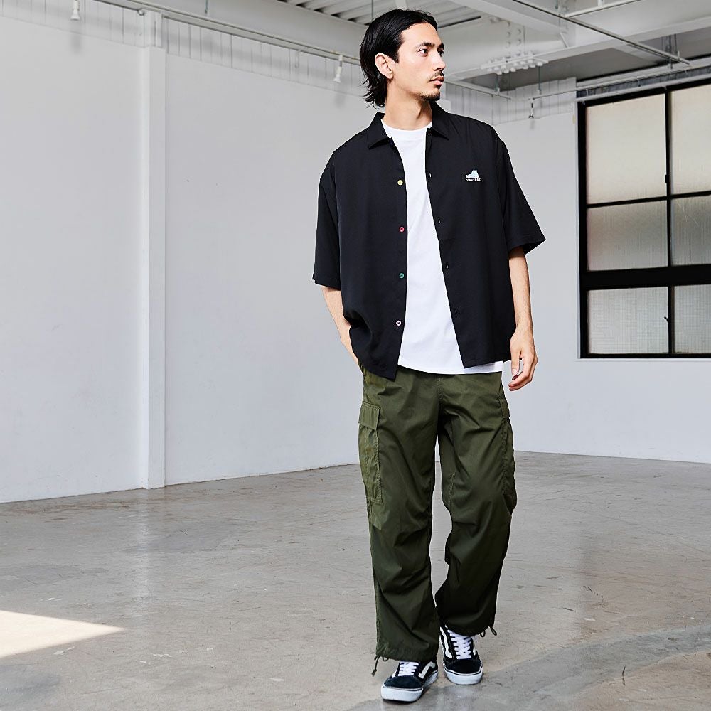 シャツ メンズ CONVERSE(コンバース)刺繍入りポリツイル半袖オーバー