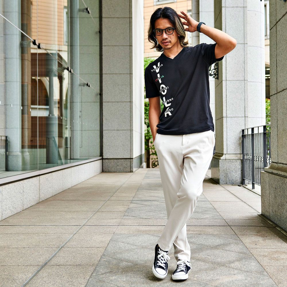 半袖Tシャツ メンズ VIOLA(ヴィオラ)裏使いジェルプリントVネック半袖T 半袖Tシャツ メンズ VIOLA(ヴィオラ)裏使いジェルプリントVネック半袖T