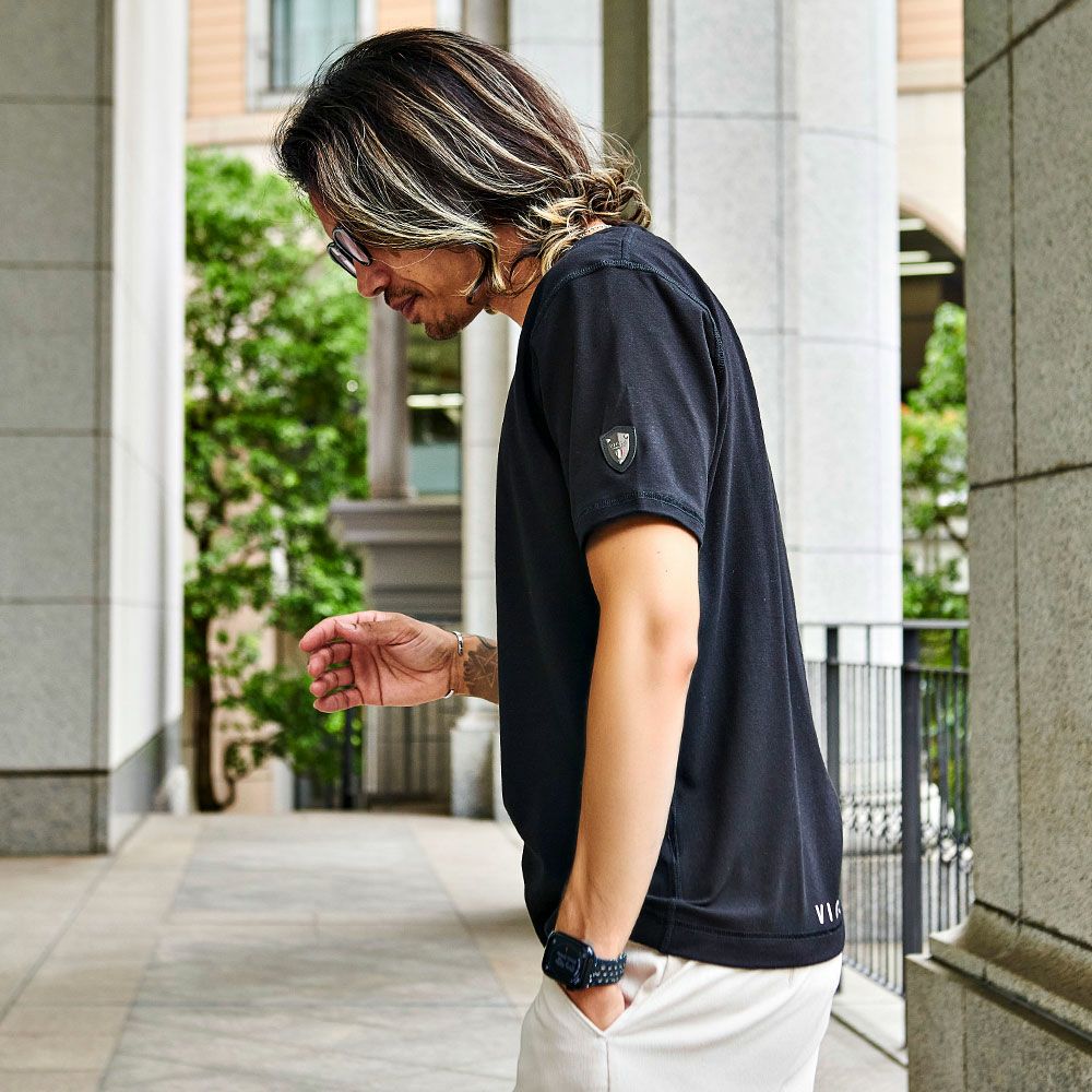 半袖Tシャツ メンズ VIOLA(ヴィオラ)裏使いジェルプリントVネック半袖T