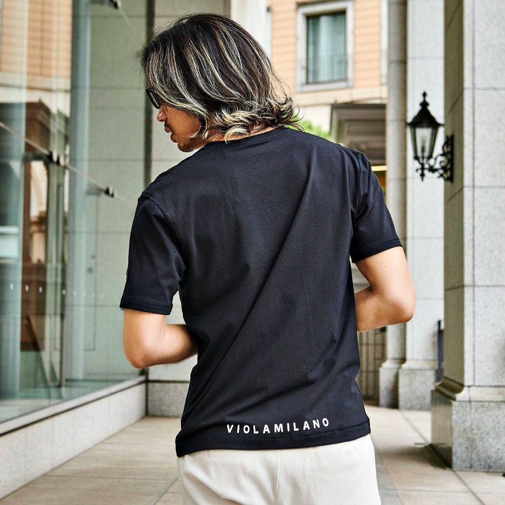 半袖Tシャツ メンズ VIOLA(ヴィオラ)裏使いジェルプリントVネック半袖T