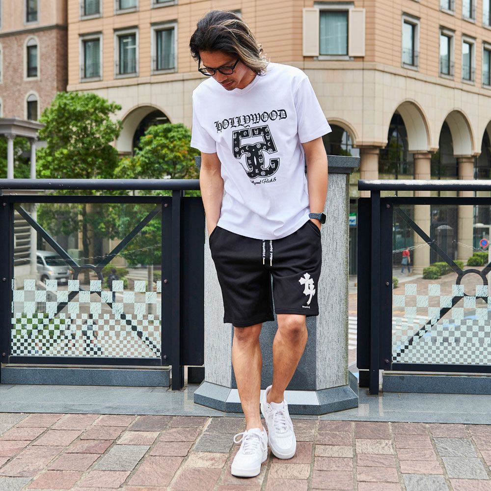 ハーフパンツ メンズ Hollywood rich.&(ハリウッドリッチ)裏毛クロス