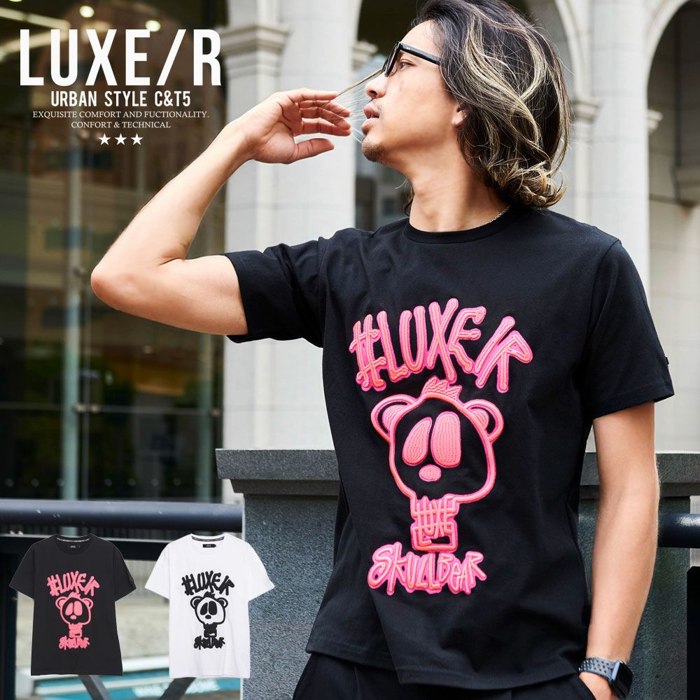 半袖Tシャツ メンズ LUXE／R(ラグジュ)クルーネック スカルベア刺繍