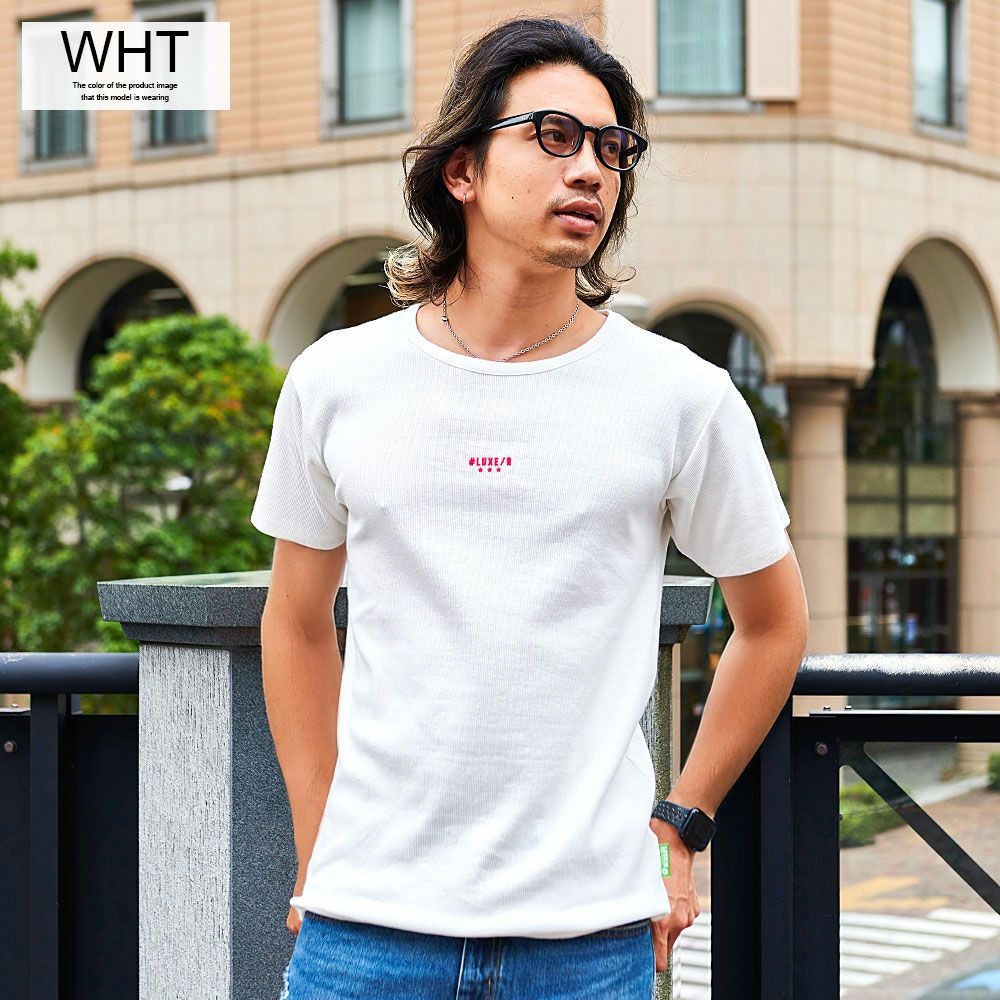 LUXE／R(ラグジュ)クルーネック スパンテレコワンポイント半袖Tシャツ/全2色