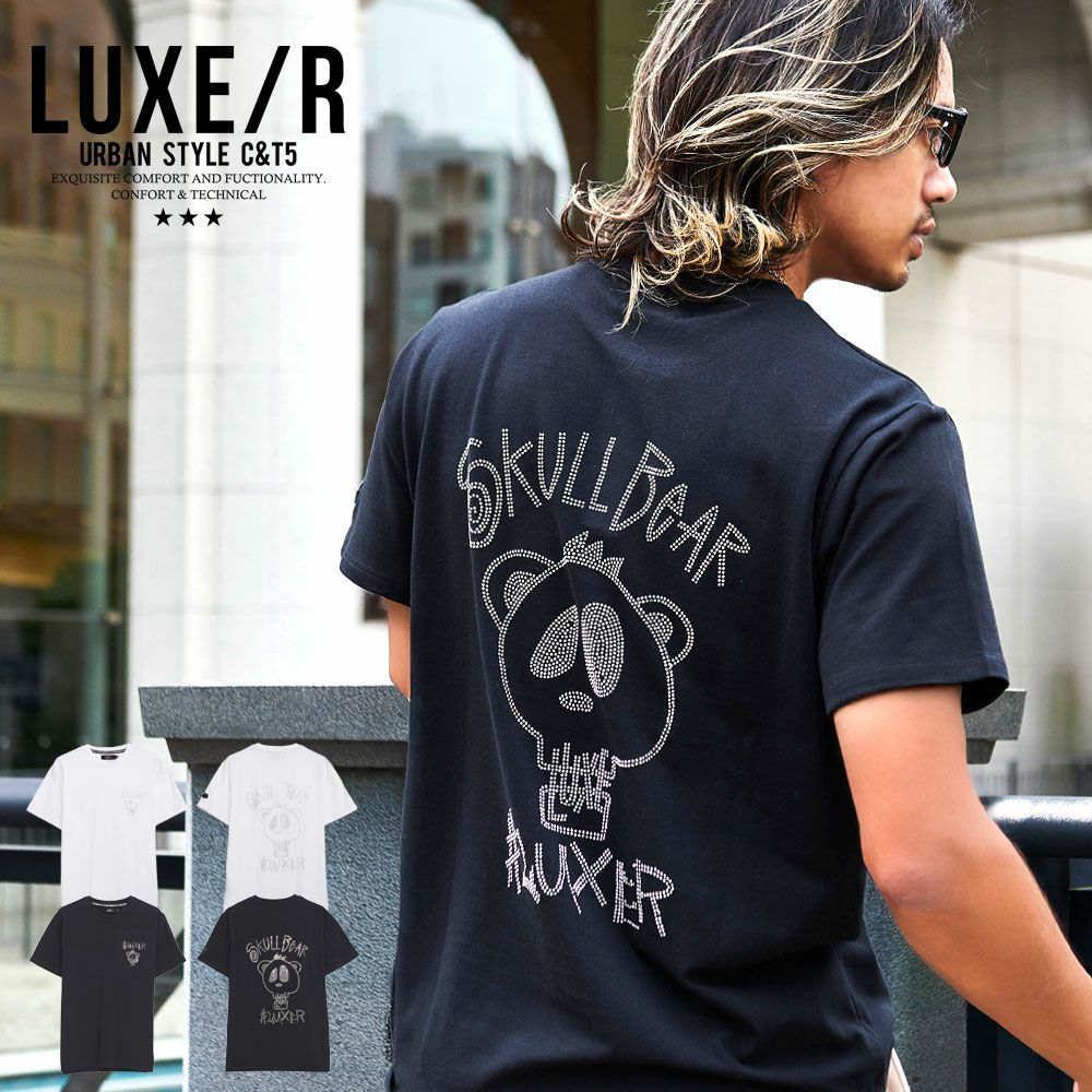 LUXE／R(ラグジュ)クルーネック ラインストーンスカルベア半袖Tシャツ/全2