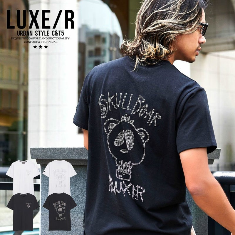 LUXE／R(ラグジュ)クルーネック ラインストーンスカルベア半袖Tシャツ/全2