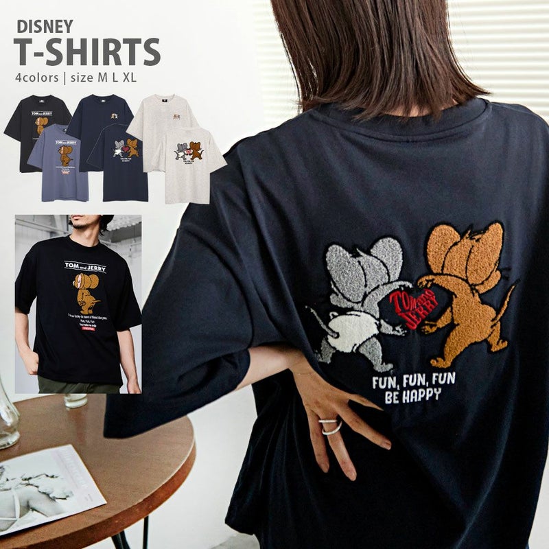 TOM&JERRY(トム&ジェリー)JERRY＆TUFFYサガラ刺繍半袖TEE/全4色