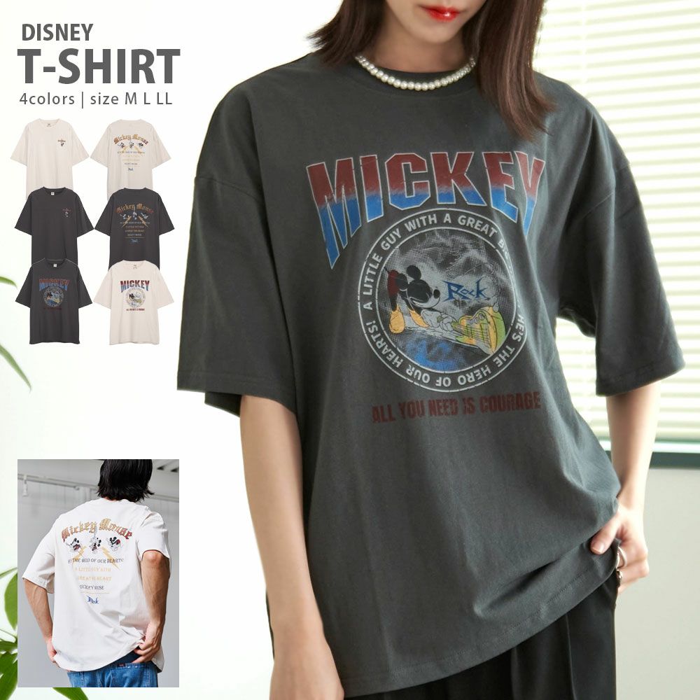 半袖Tシャツ メンズ DISNEY(ディズニー)ピグメント風ROCK 半袖TEE/全4色