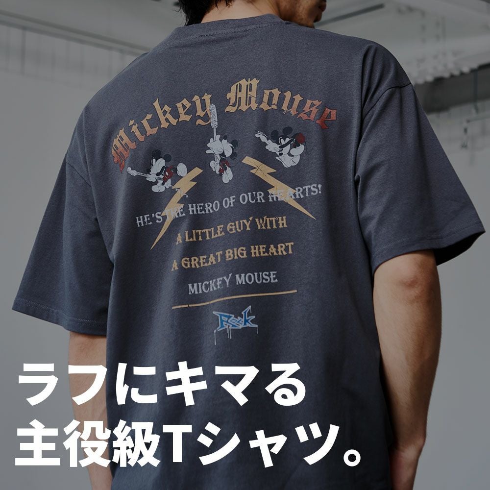 半袖Tシャツ メンズ DISNEY(ディズニー)ピグメント風ROCK 半袖TEE/全4色