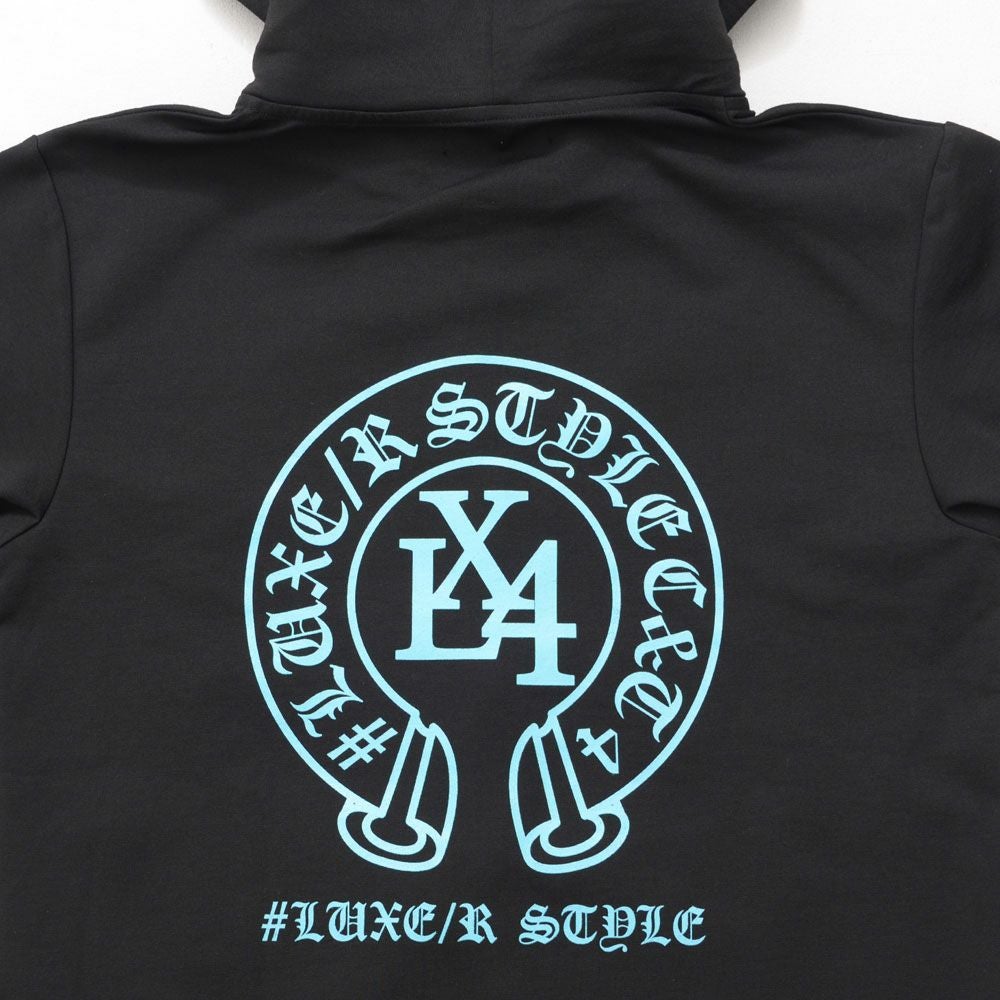 ジップパーカー メンズ LUXE／R(ラグジュ)ロゴ半袖パーカー/全3色