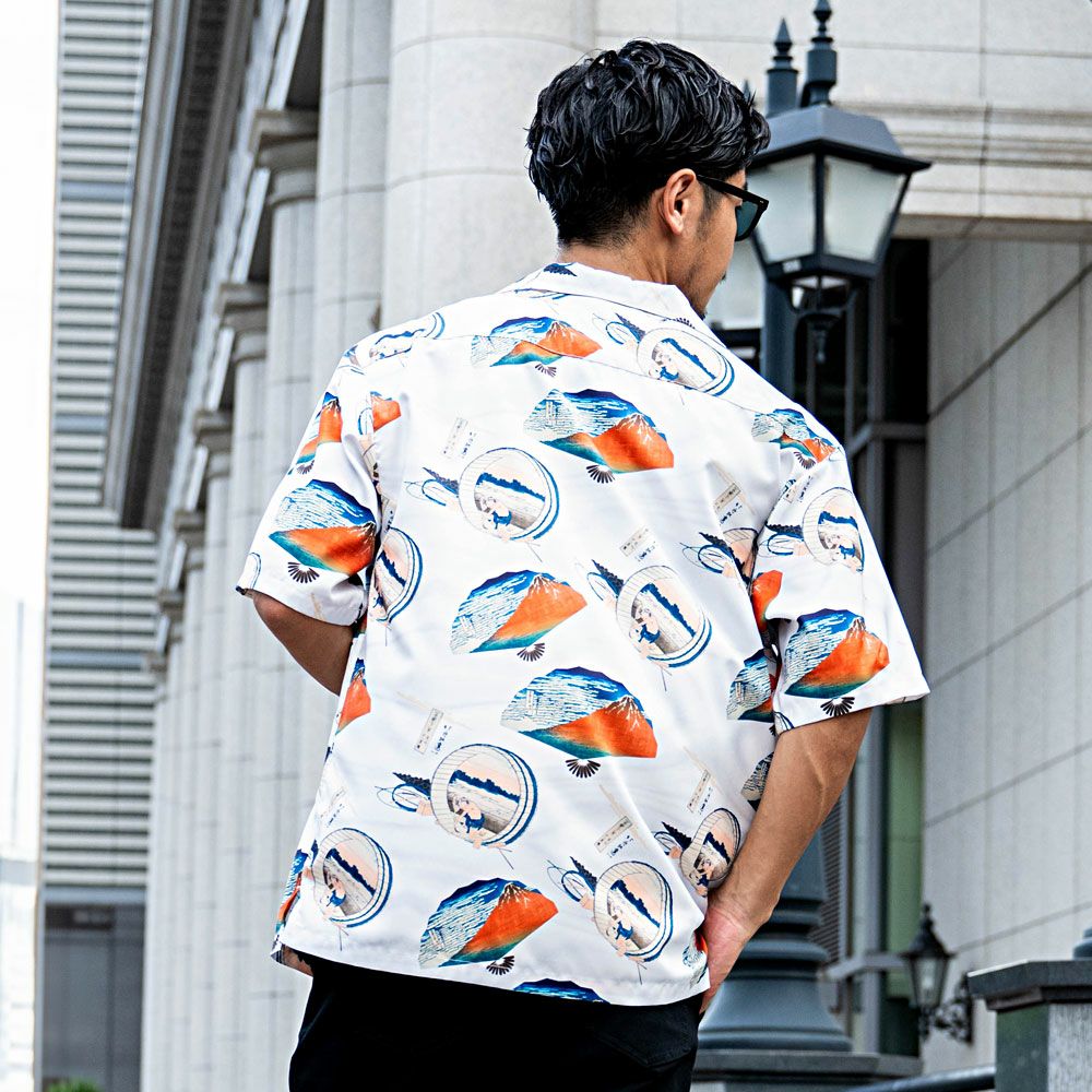 シャツ メンズ ALCARZA(アルカルザ)葛飾北斎半袖開襟シャツ/全6色