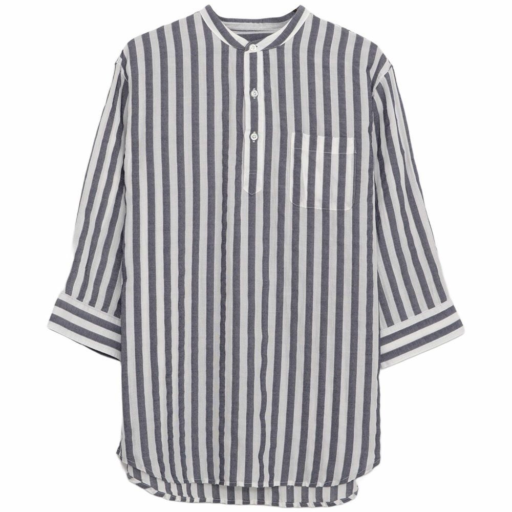 シャツ メンズ CavariA(キャバリア)パナマ織ストライプバンドカラー