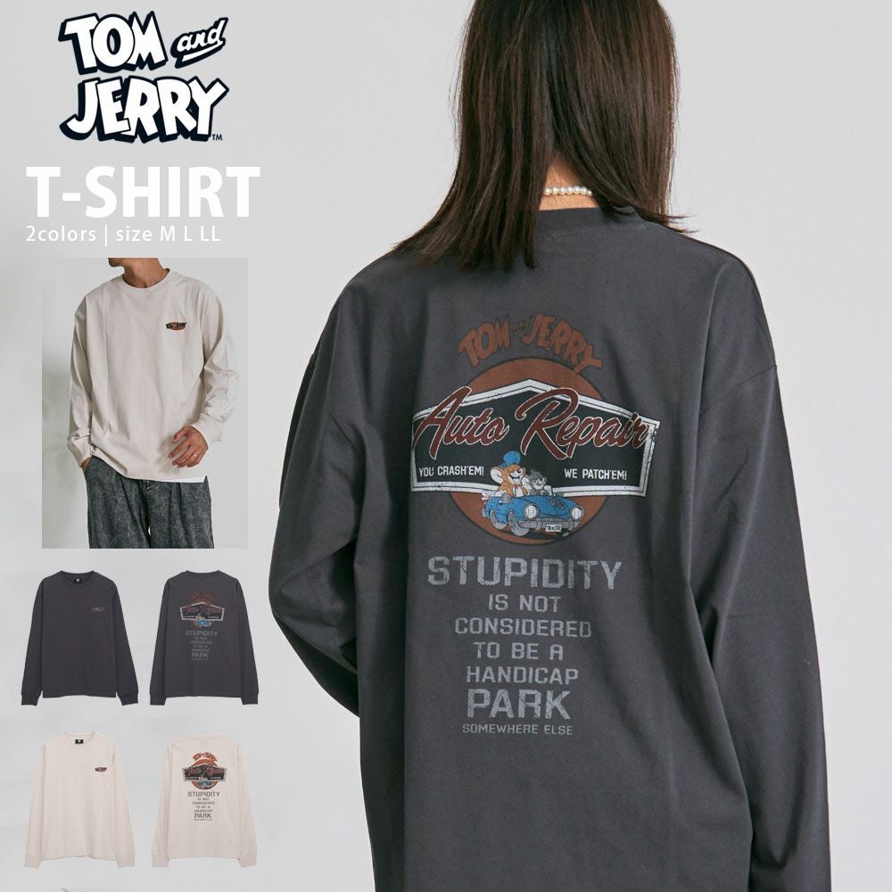 長袖Tシャツ メンズ TOM&JERRY(トム&ジェリー)ピグメント風