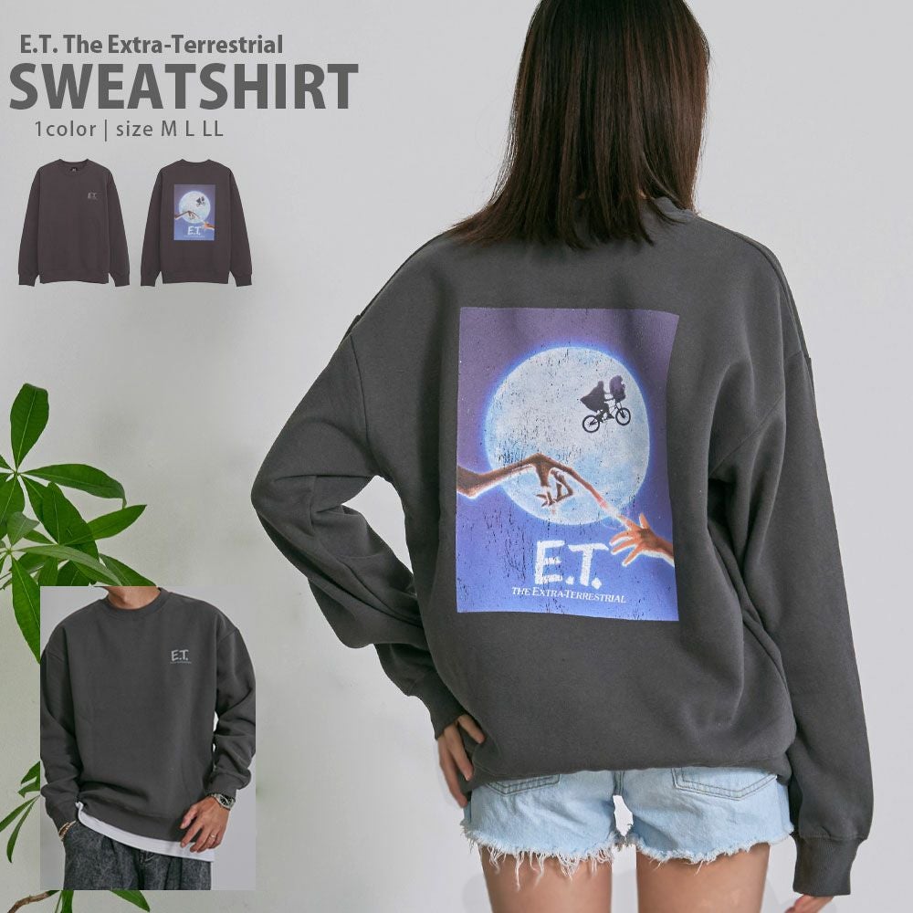  Bitter select(ビターセレクト)E.T 裏起毛ピグメント風ヴィンテージ加工グラフィックスウェットトレーナー/全1色