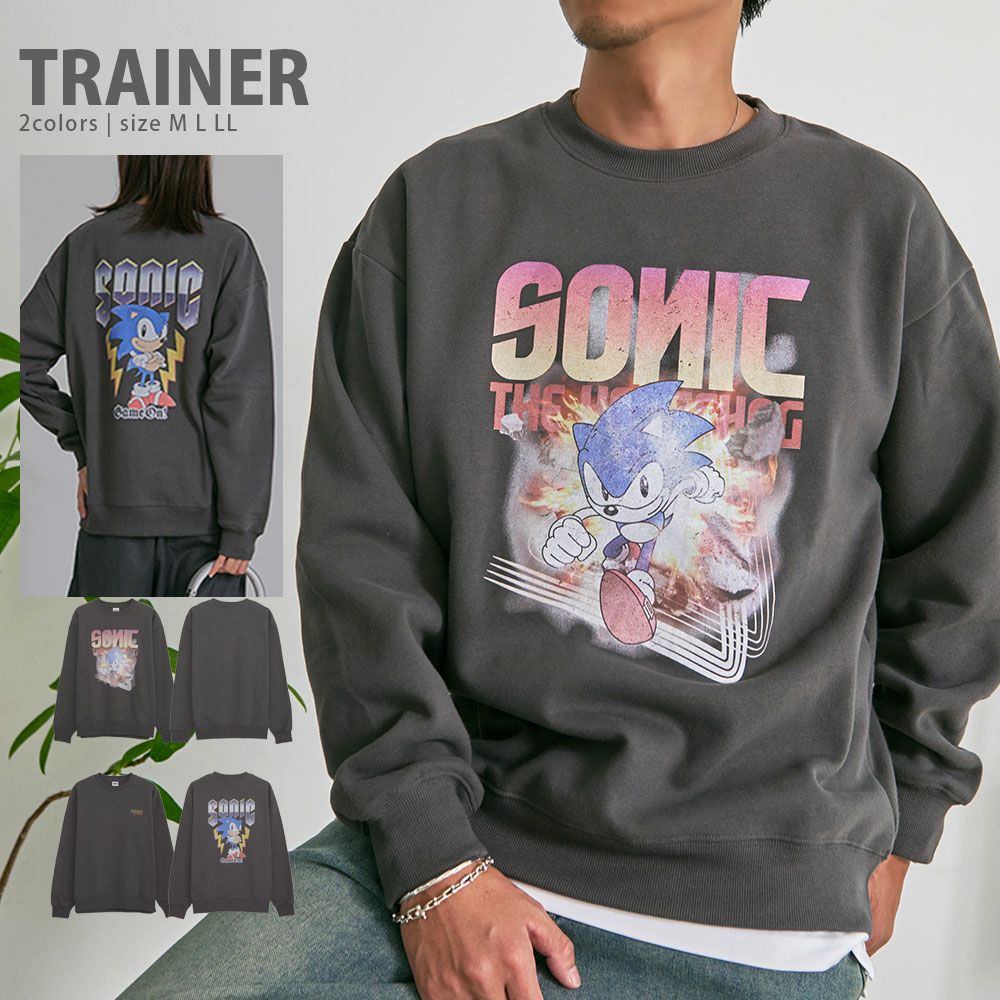 Bitter select(ビターセレクト)SONIC 裏起毛ピグメント風ヴィンテージ加工グラフィックスウェットトレーナー/全2色