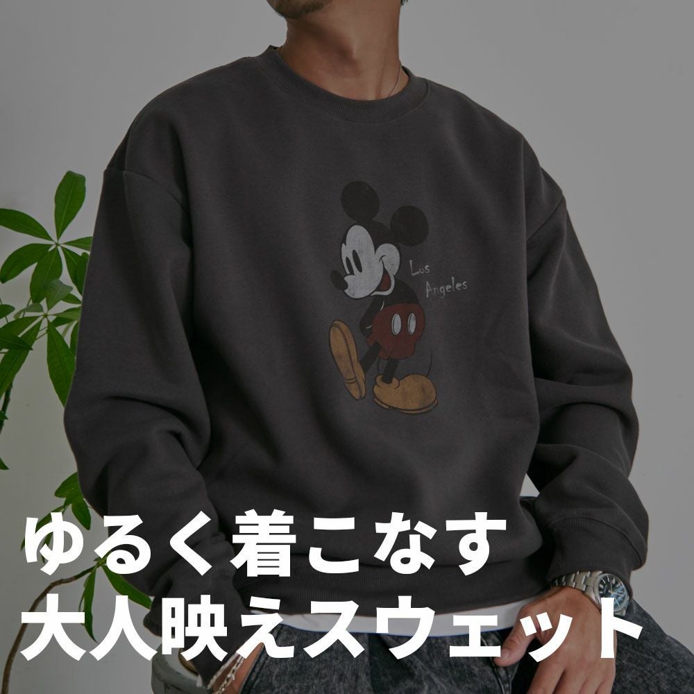 スウェット メンズ DISNEY(ディズニー)ミッキーマウス USED風