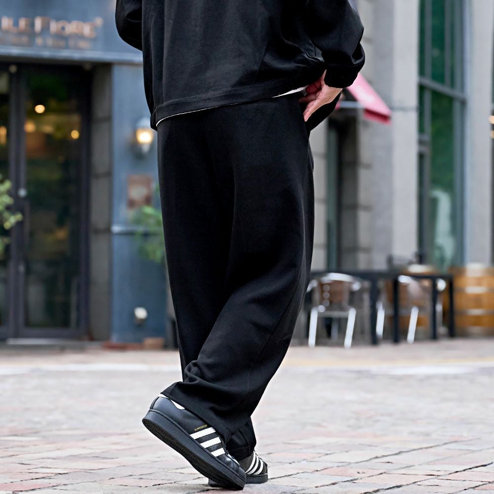 ワイドパンツ メンズ CavariA(キャバリア)ポンチ2タックワイドパンツ/全3色