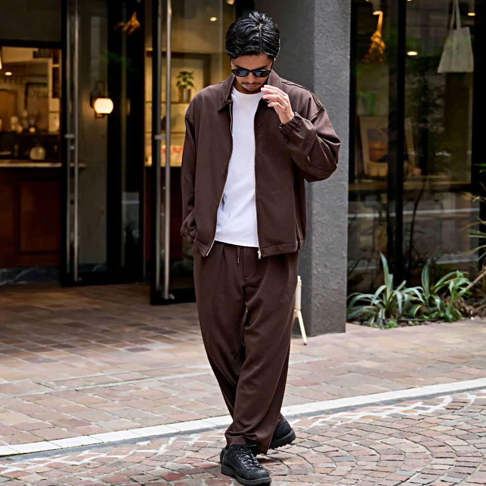 ワイドパンツ メンズ CavariA(キャバリア)ポンチ2タックワイドパンツ/全3色