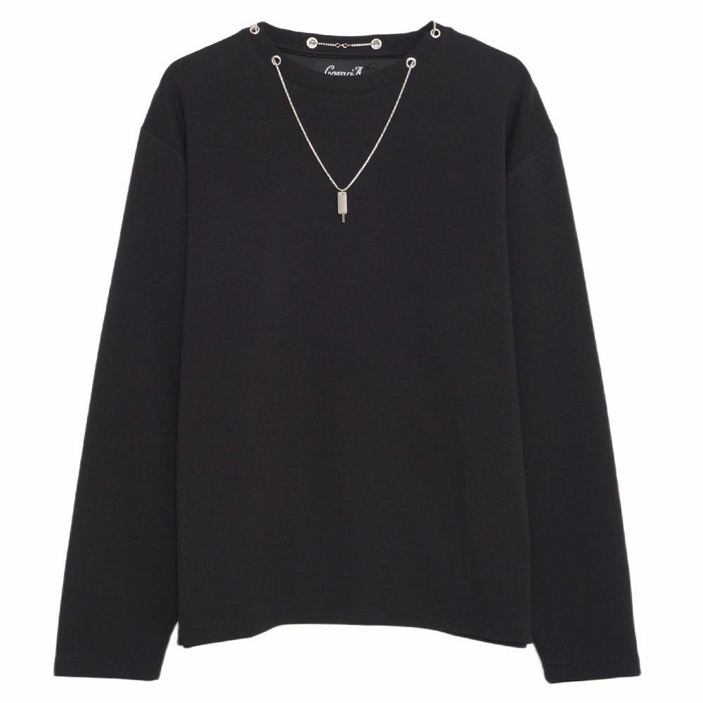 長袖Tシャツ メンズ CavariA(キャバリア)クルーネック ネックレス付き