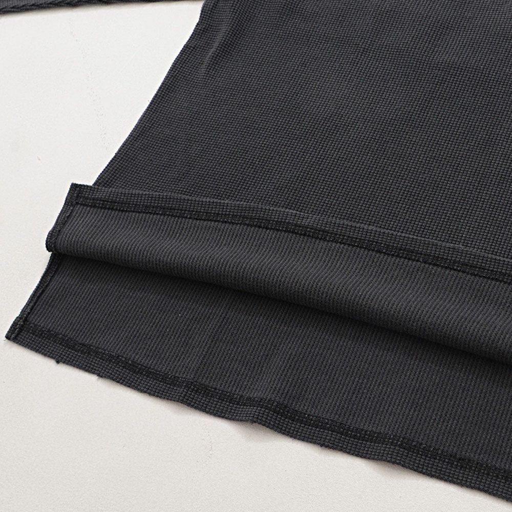 長袖Tシャツ メンズ ヴィンテージ風クロス刺繍ワッフルダメージ
